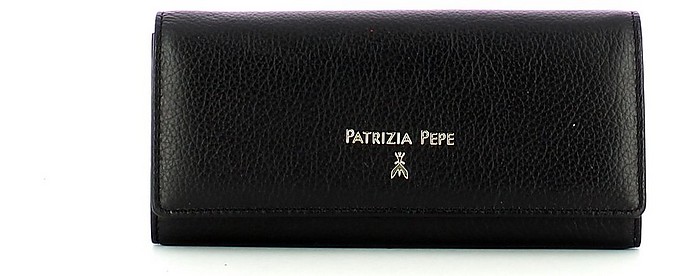 Black Leather Flap Wallet - Patrizia Pepe