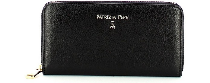 Black Large Zip Around Women's Wallet - Patrizia Pepe