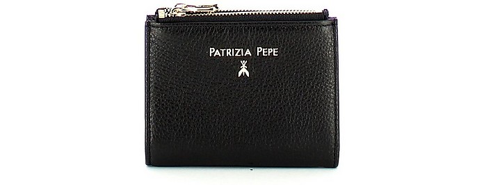 Black Leather Squared Wallet - Patrizia Pepe