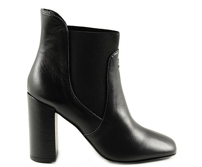 Black Leather High Hell Ankle Boots - Patrizia Pepe
