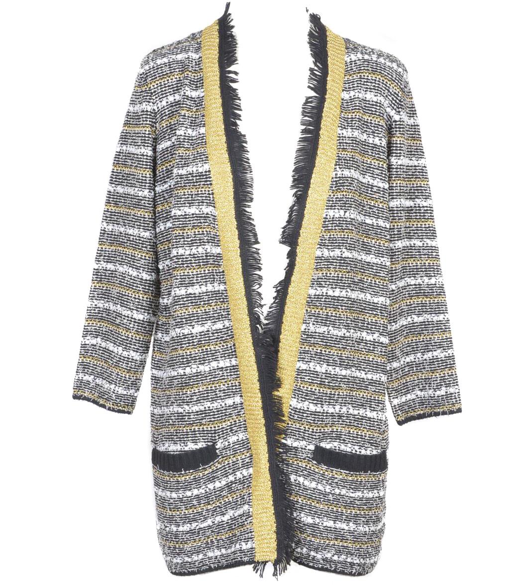 Vergissing criticus elf Patrizia Pepe White, Black and Gold Open Cardigan 38 at FORZIERI
