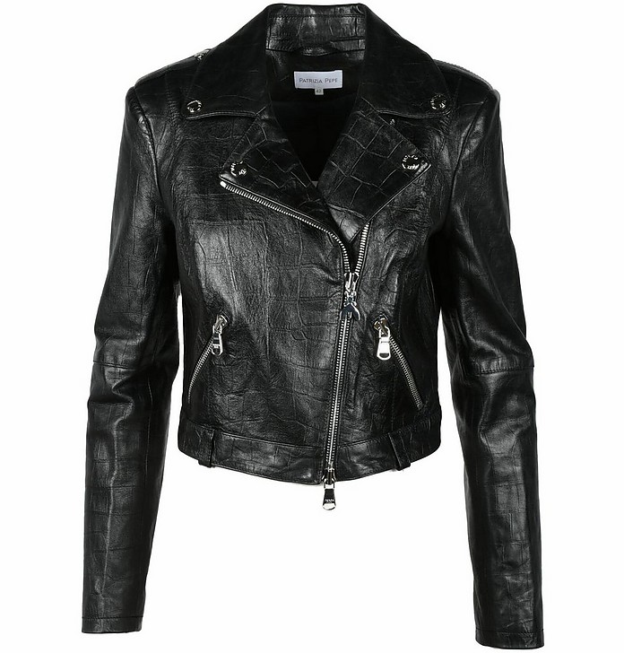 Women's Black Leather Jacket - Patrizia Pepe / パトリツィア ペペ