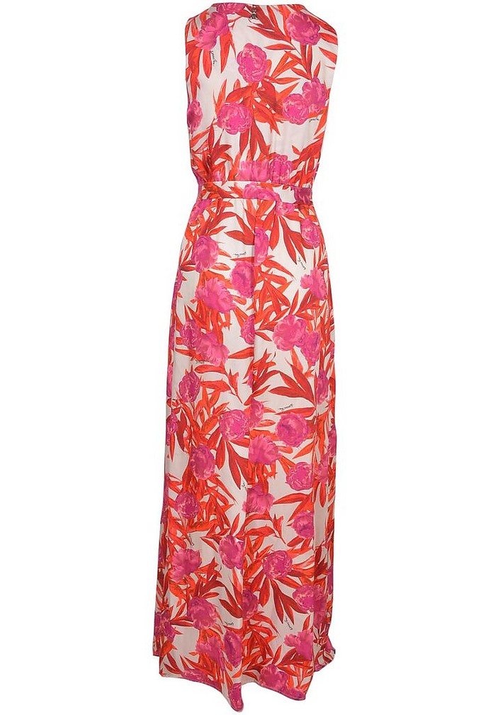 Patrizia Pepe Pink and Red V-Neck Long Dress 38 IT at FORZIERI