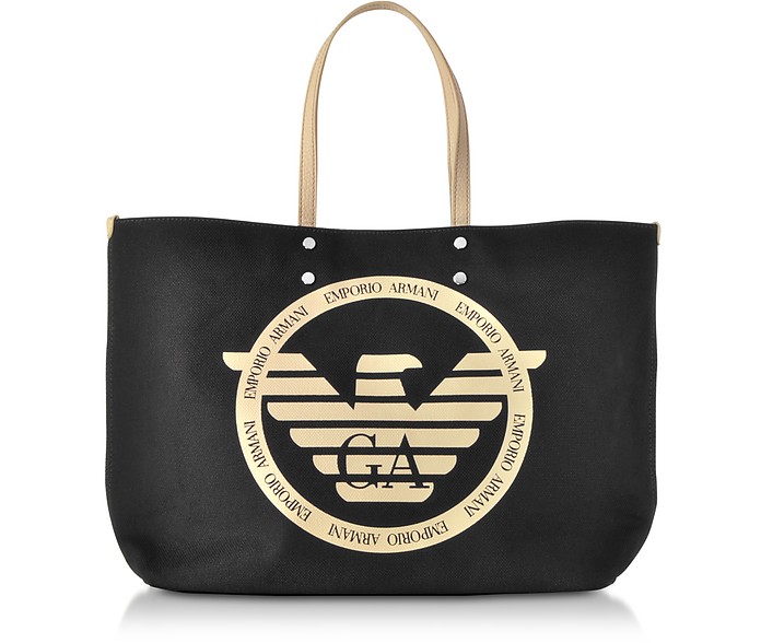 Shopping Bag en Tissu avec Logo  - Emporio Armani