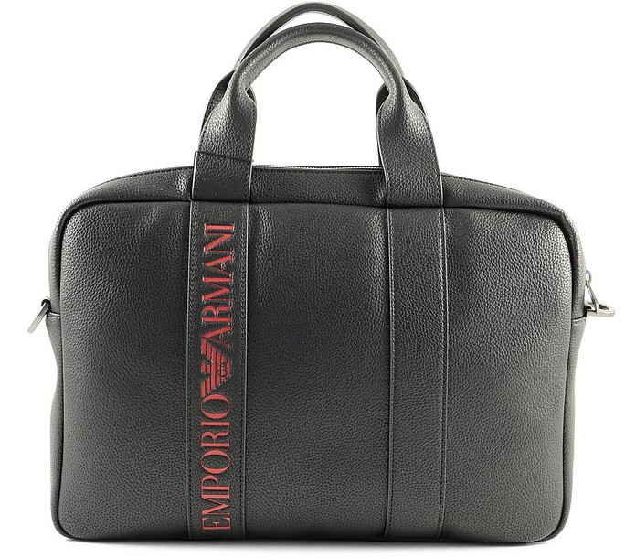 Black Signature Briefcase - Emporio Armani