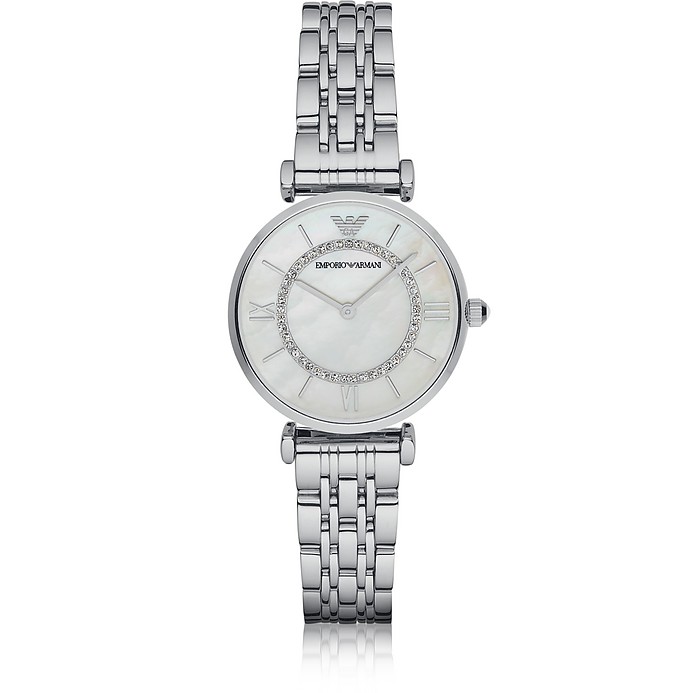 T-Bar Reloj de Mujer con Caja Madreperla con Logo y Mini Cristales - Emporio Armani