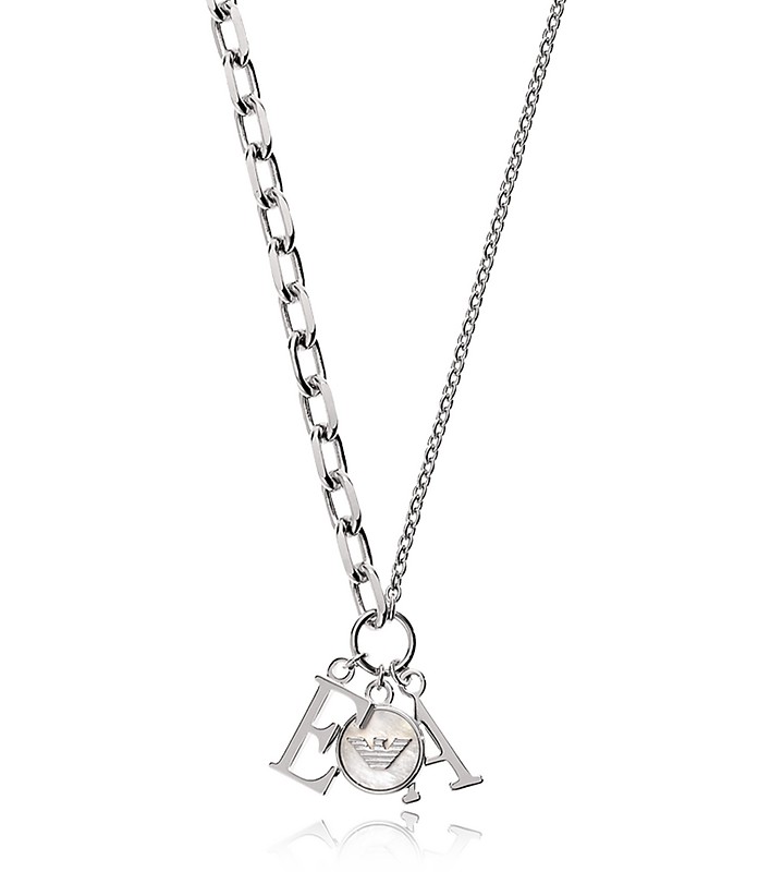 Silver Logo Charm Necklace - Emporio Armani / G|I A}[j