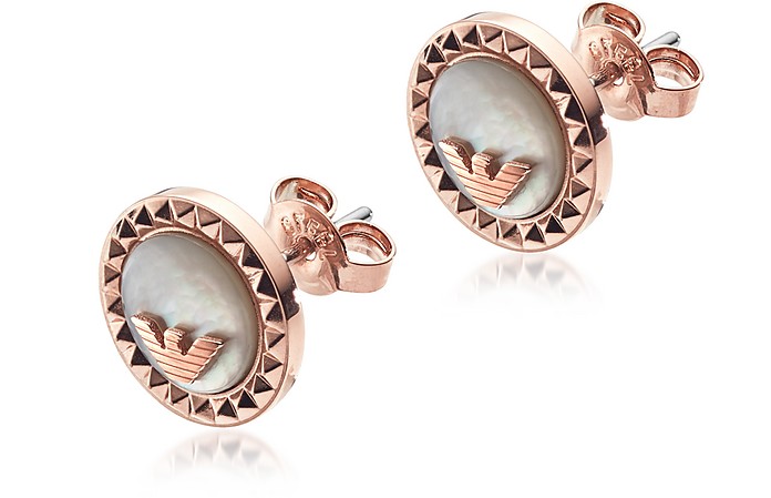 Signature Rose Gold PVD Stainless Steel Earrings - Emporio Armani