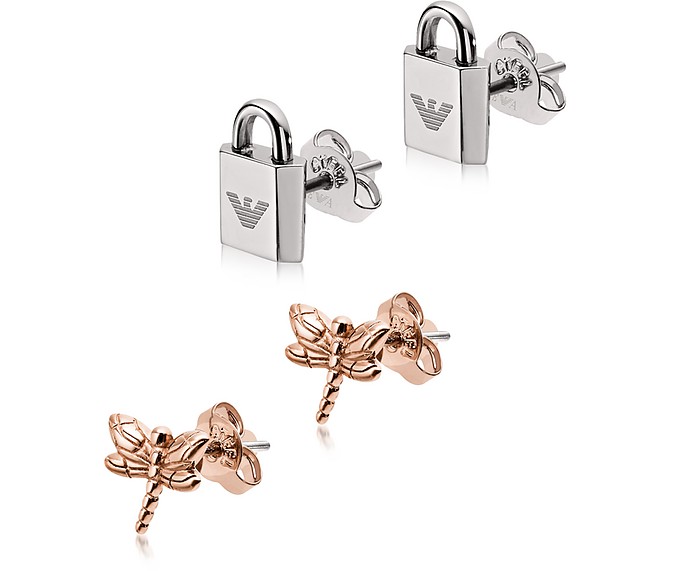 Padlock And Dragonfly Set Women's Earring - Emporio Armani