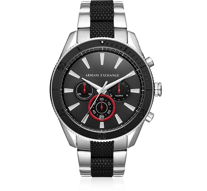AIX Black Dial and Silver Tone Men's Chronograph Watch - Armani Exchange
