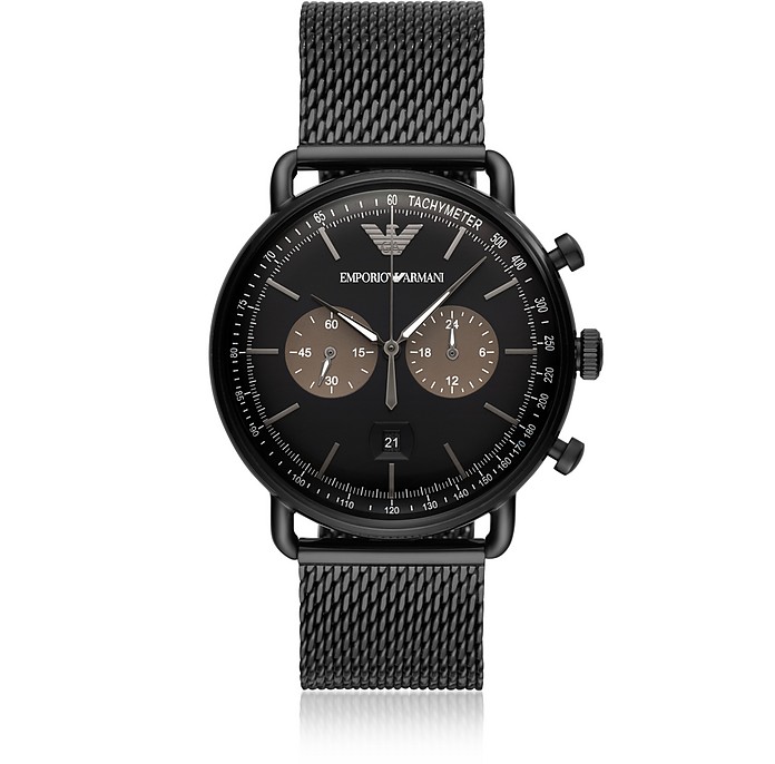 Aviator Milanese Dark Gray Men's Watch - Emporio Armani