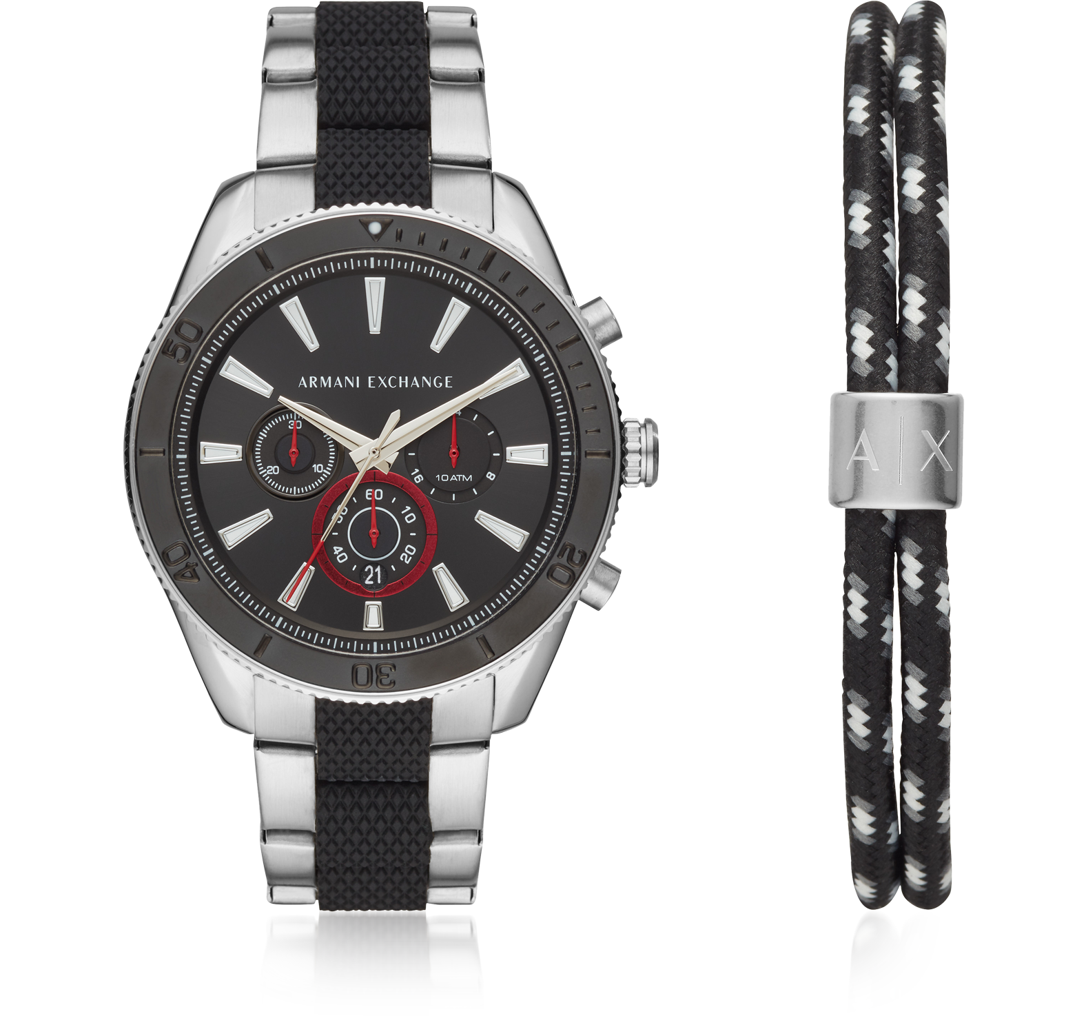 armani silver and black watch