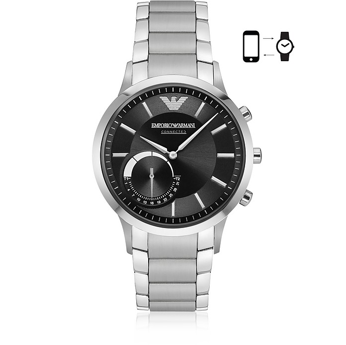 Connected Satin Stainless Steel Hybrid Men's Smartwatch - Emporio Armani