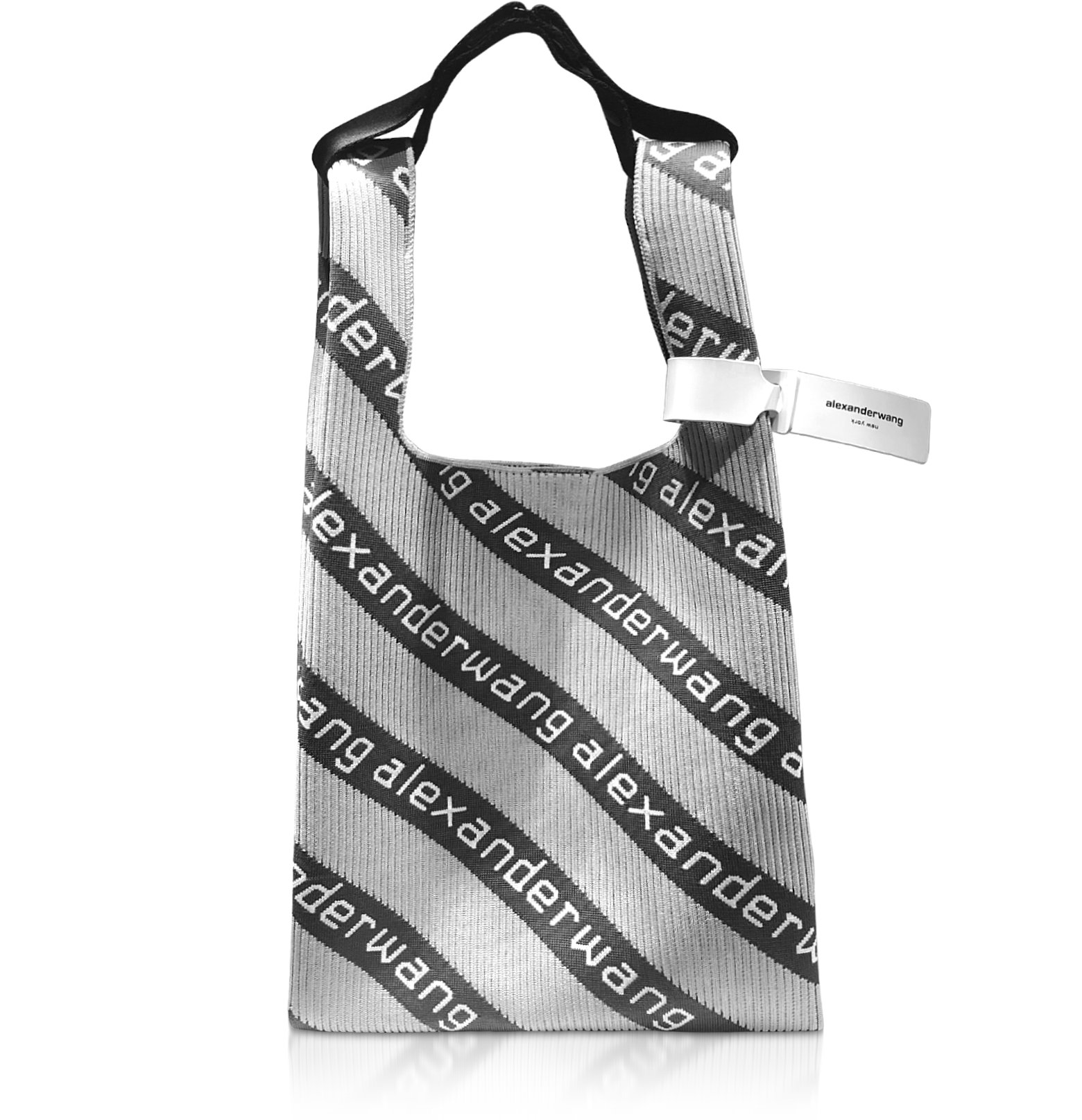Grey Kint Medium Shopping Bag w/Jacquard Diagonal Logo