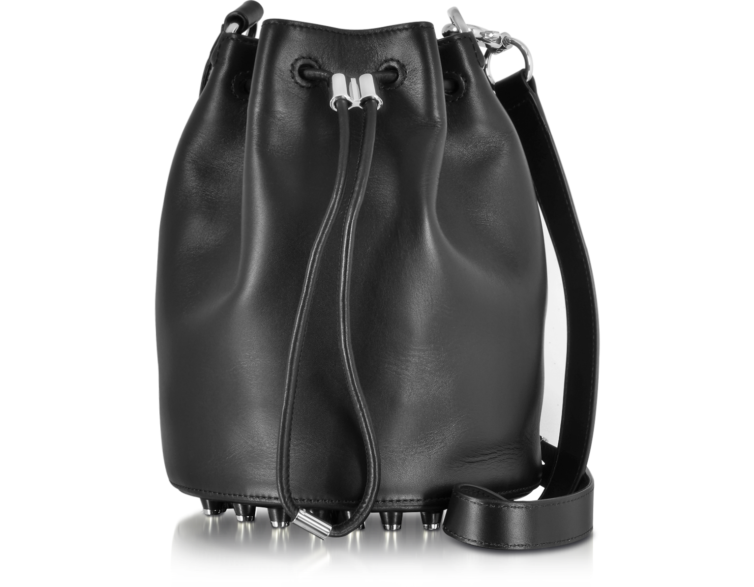 Alexander Wang Alpha Black Leather Bucket Bag at FORZIERI