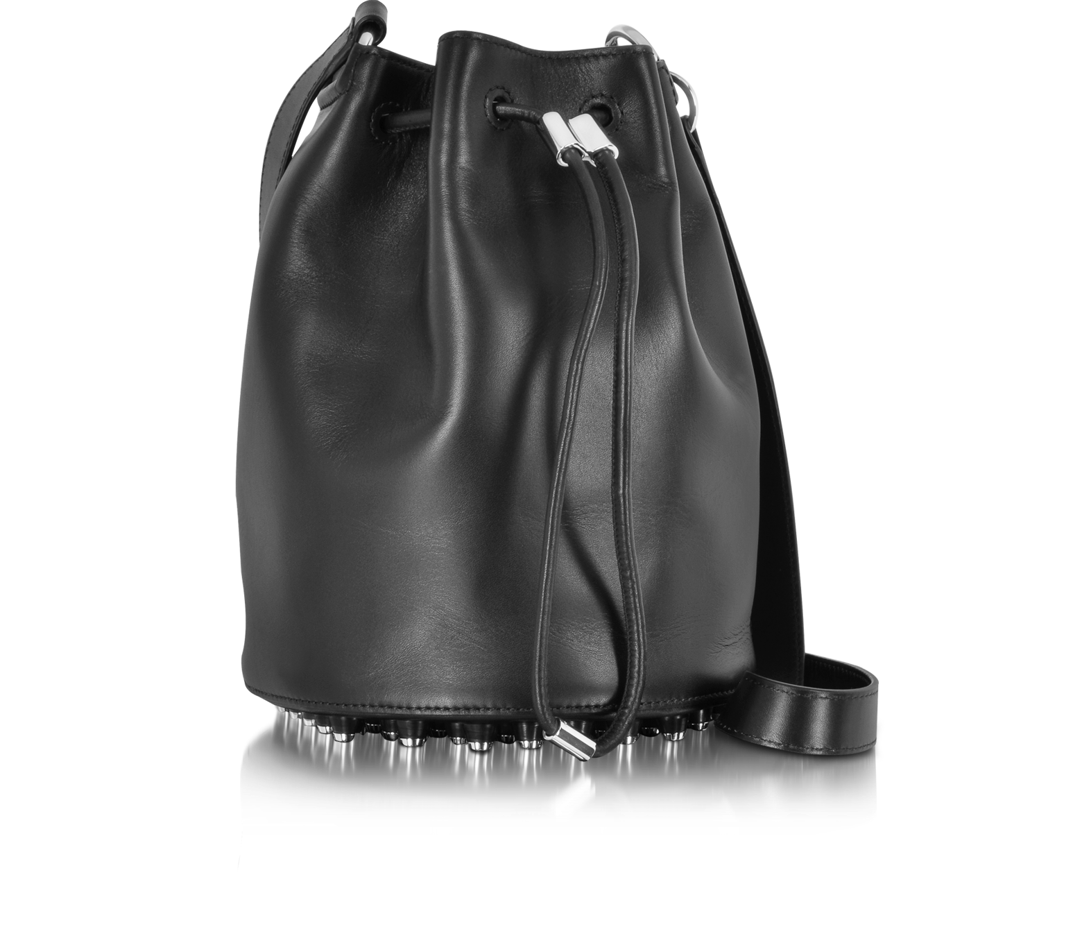 Alexander Wang Alpha Black Leather Bucket Bag at FORZIERI