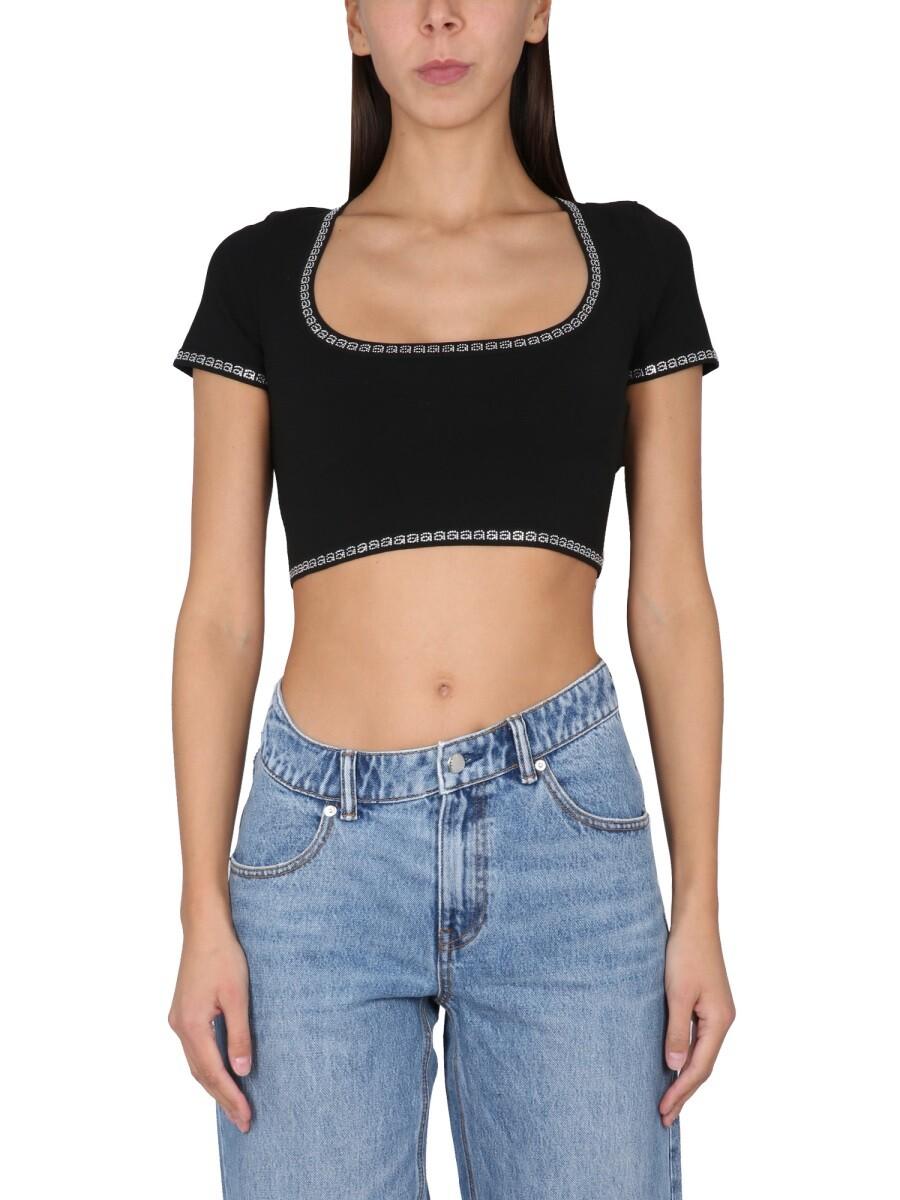 T by Alexander Wang Cropped scuba top ($68) ❤ liked on Polyvore