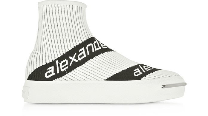 Pia Knit Logo Sneakers in Canvas a Righe - Alexander Wang