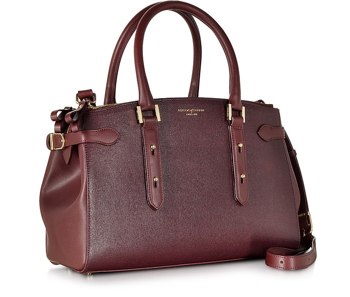 Aspinal of London Brook Street Burgundy Smooth & Saffiano Leather Bag ...
