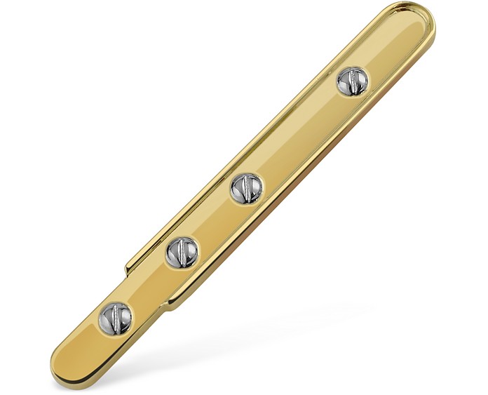 Screw Decorated Gold Plated Tie Clip - AZ Collection
