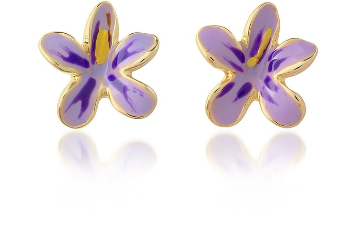 Garden Line - Blumen-Ohrringe aus Emaille in purpurfarben - AZ Collection