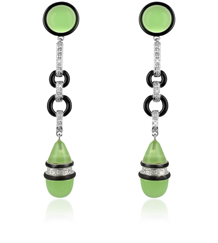 Jade - Ohrringe mit Trofenanhänger und Swarovskisteinen - AZ Collection