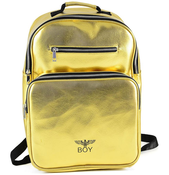Gold Women's Backpack w/two Front Zip Pockets - BOY London