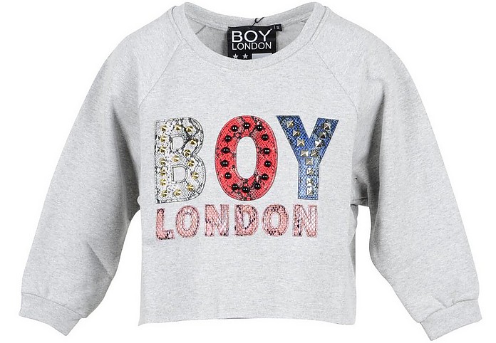Gray Cotton Cropped Women's Sweatshirt - BOY London