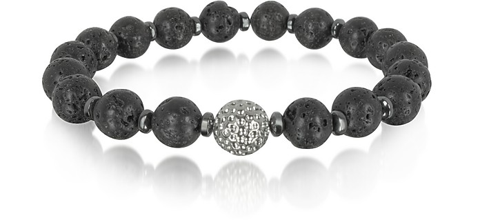 Lava Small Stone Men's Bracelet w/Brass Golf Ball - Blackbourne / ubN{[