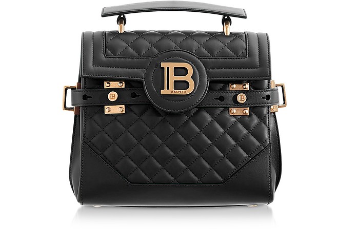 Black Quilted Leather 23 B-Buzz Satchel Bag - Balmain