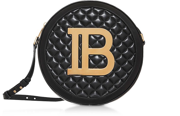 Large Black Disco Shoulder Bag w/Gold Metal Logo - Balmain