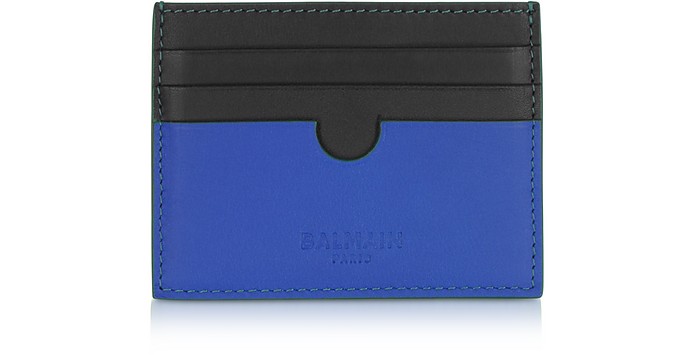 Two Tone Leather Credit Card Holder - Balmain