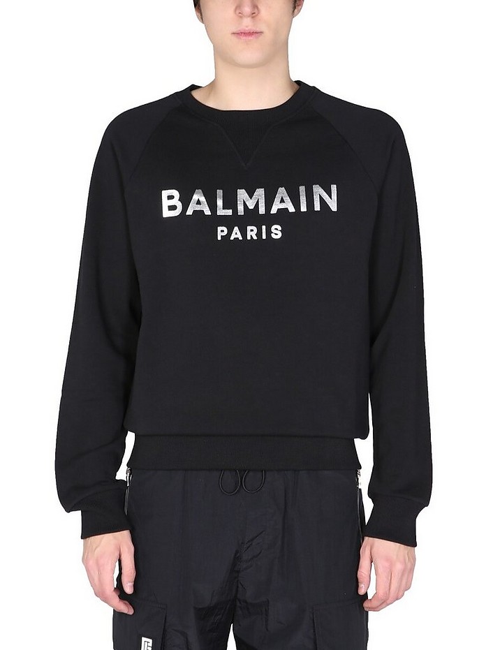Sweatshirt With Laminated Logo - Balmain