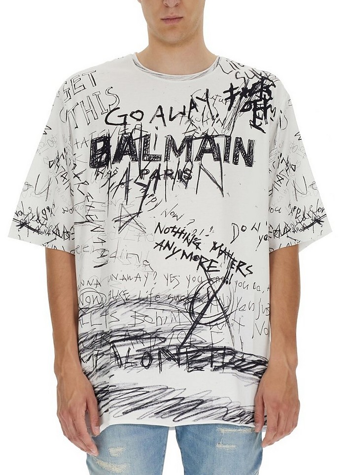 "Go Away" T-Shirt With Print - Balmain