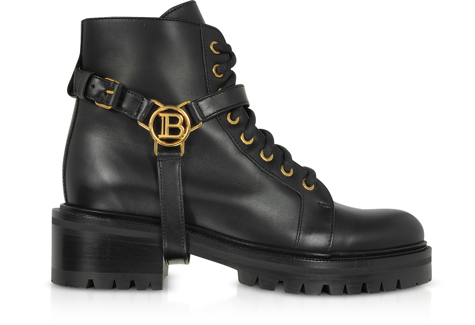 Balmain Black Leather Ranger Boots W/Medallion 35 EU (5 US | 2 UK) at ...