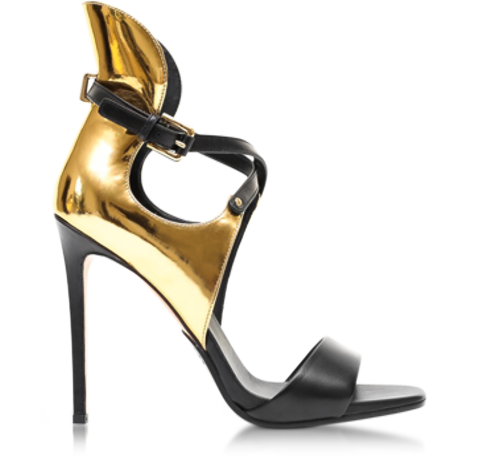 Balmain Acacia Gold Laminated Leather High Heel Sandals 35 IT/EU at ...