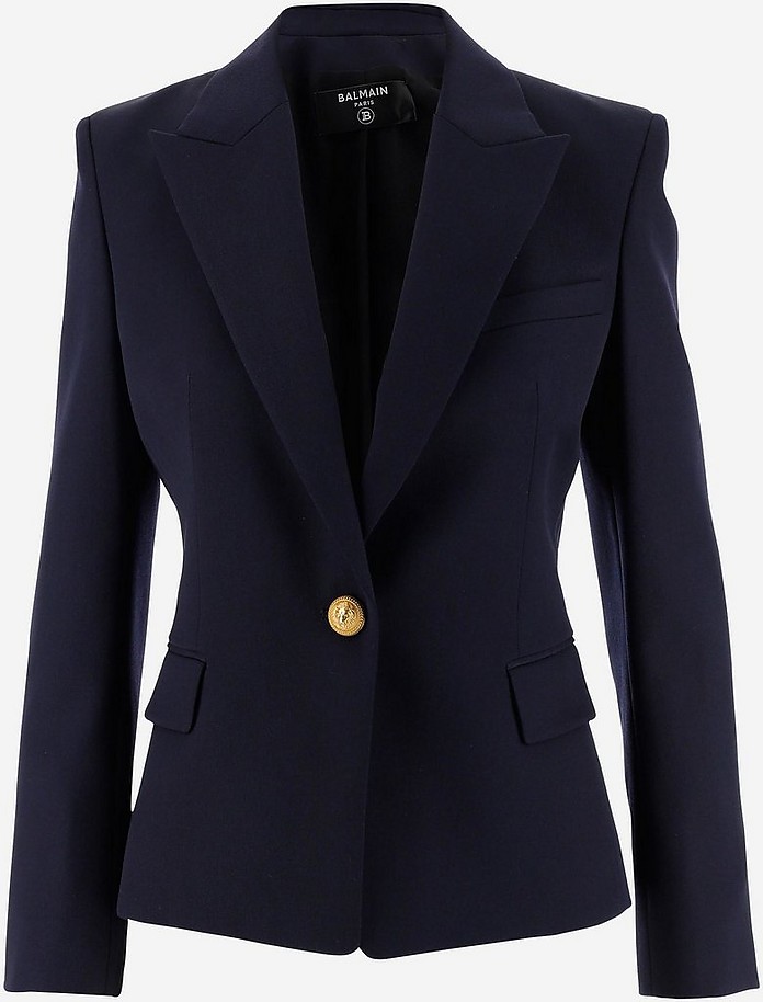 Deep Blue Wool Tailored Blazer  - Balmain