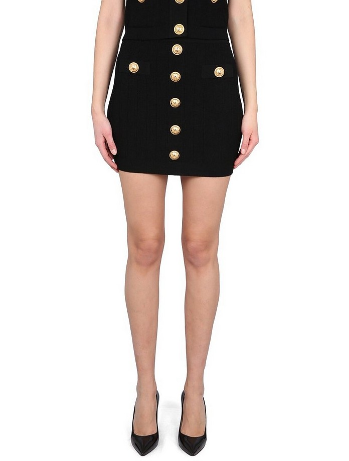 Mini Skirt With Embossed Buttons - Balmain