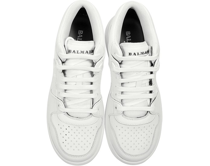 Balmain Optic White Kane Leather Low Top Sneakers 39 (6 US | 5 UK | 39 ...