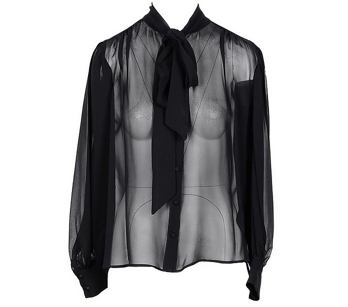 Black Transparent Silk Women's Shirt - Marco Bologna