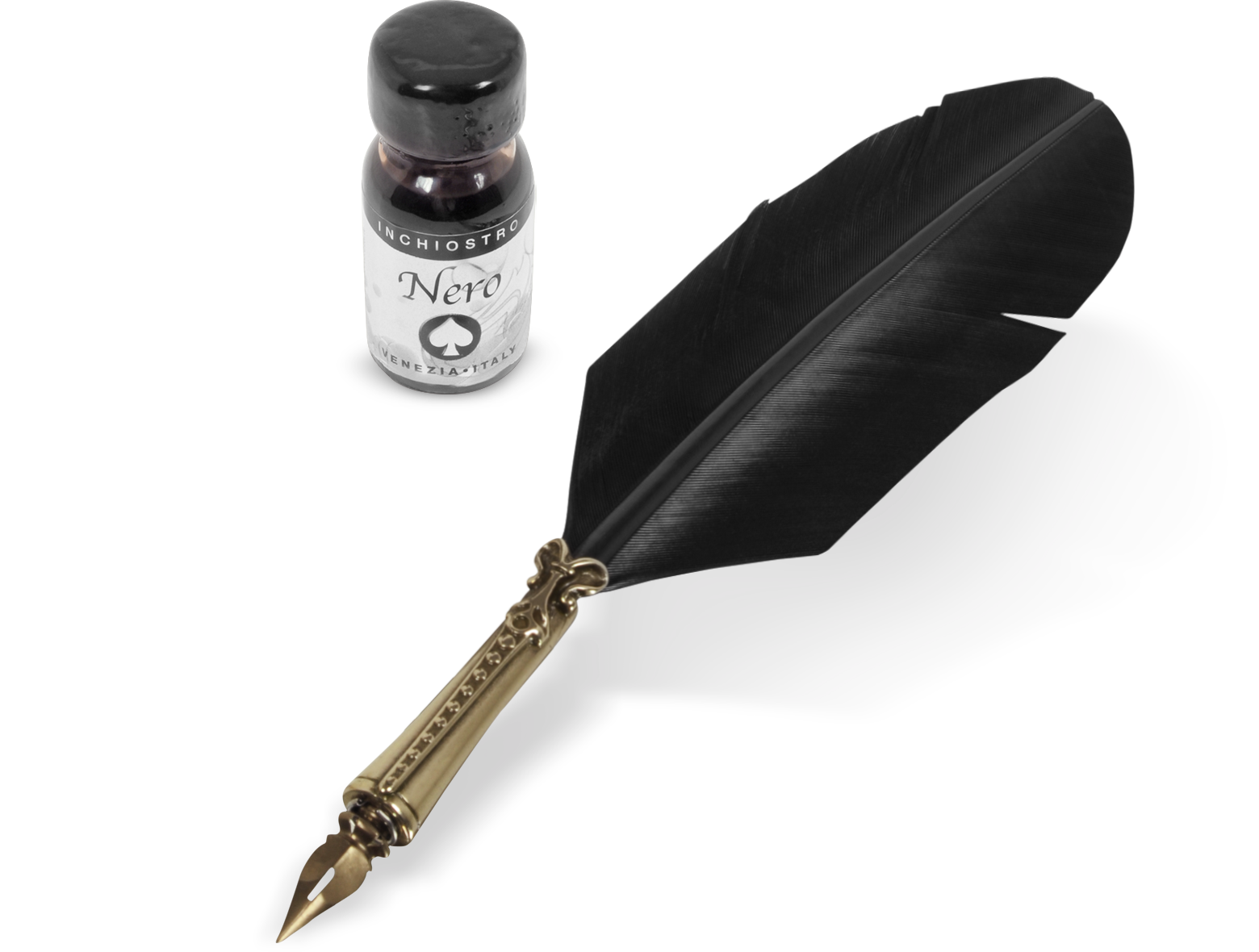 Bortoletti Black Feather Pen/Writing Set at FORZIERI
