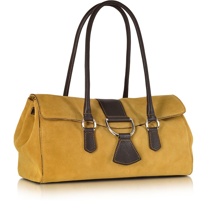 Buti Camel Suede and Leather Satchel Bag at FORZIERI