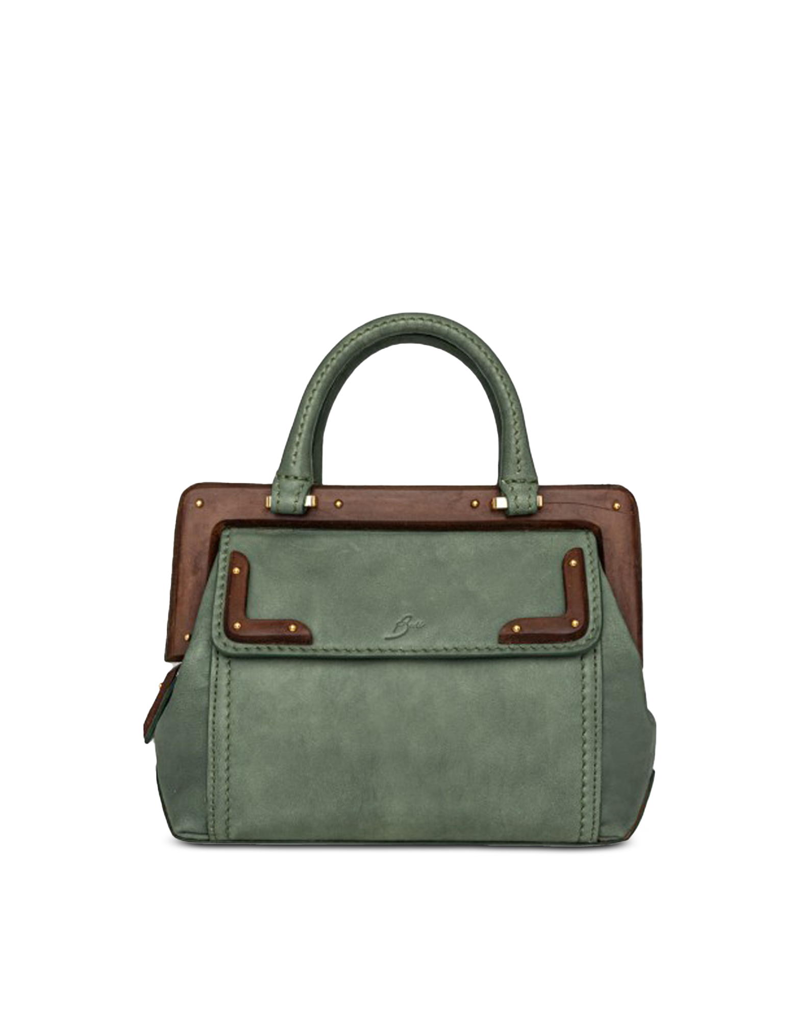 Buti 1630 Sage Leather Small Top Handle Satchel Bag