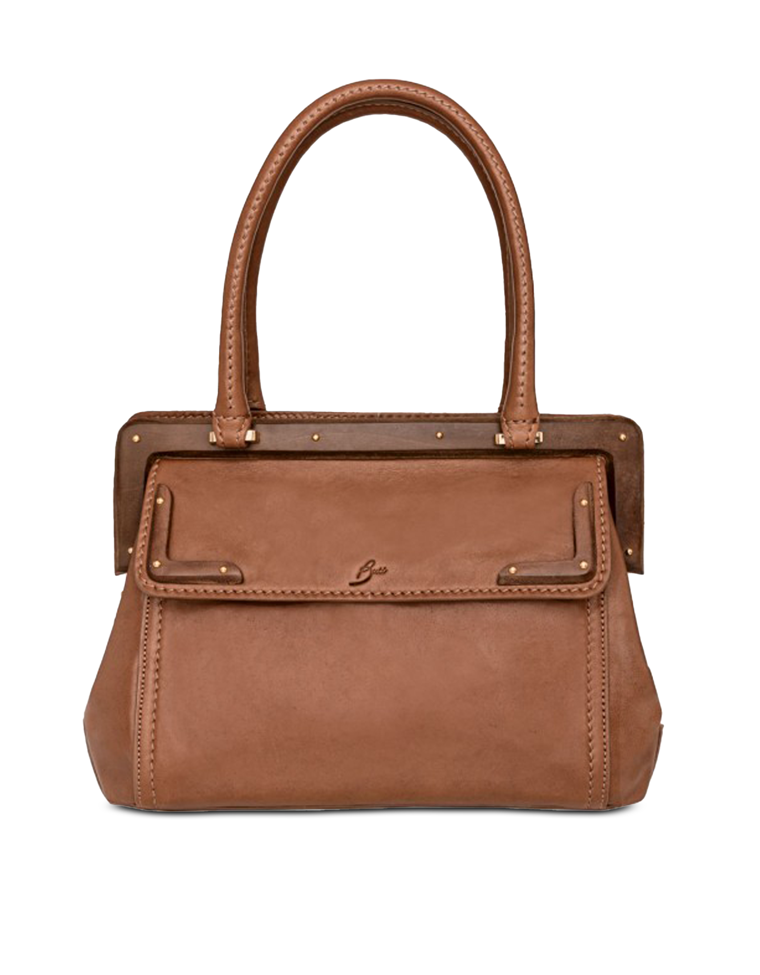 Buti 1630 Brown Leather Large Top Handle Satchel Bag