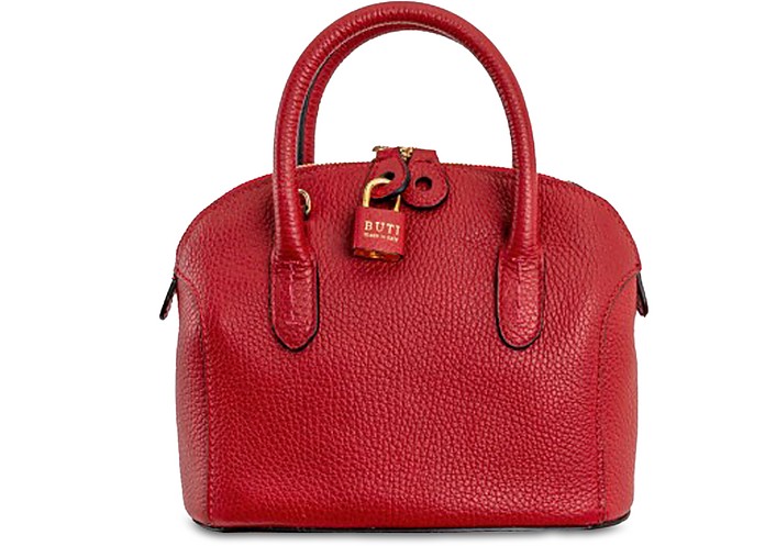 Buti Handbags Embossed Leather Anita Small Satchel In Rouge