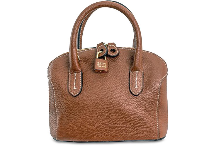 Buti Handbags Embossed Leather Anita Small Satchel In Cognac