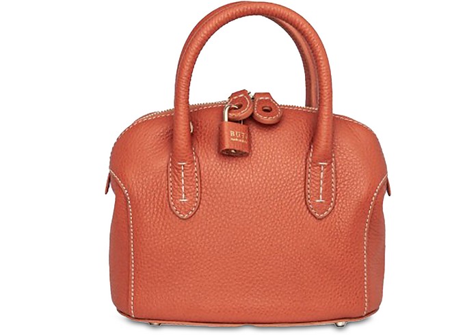 Buti Handbags Embossed Leather Anita Small Satchel In Orange