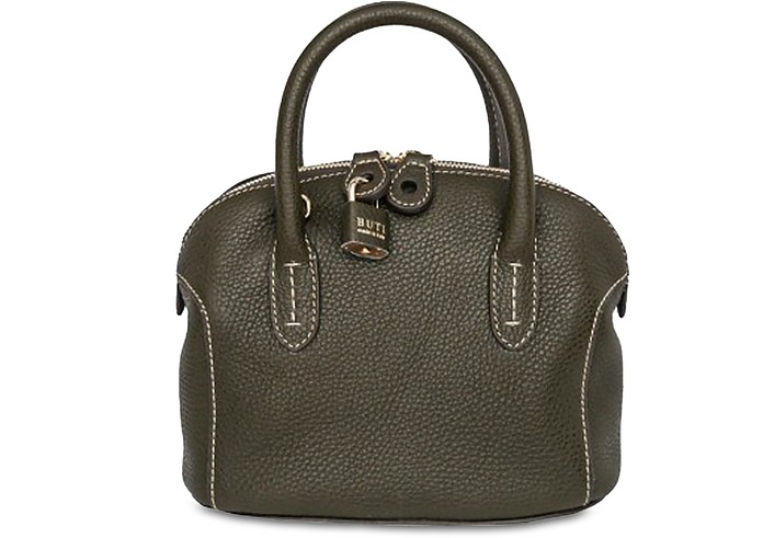 Buti Handbags Embossed Leather Anita Small Satchel In Vert Foncé