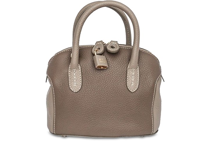 Buti Handbags Two Tone Embossed Leather Anita Small Satchel In Taupe