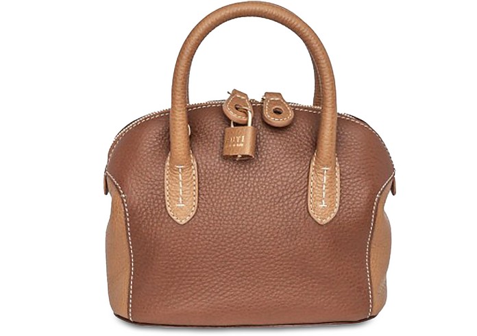 Buti Handbags Two Tone Embossed Leather Anita Small Satchel In Cognac